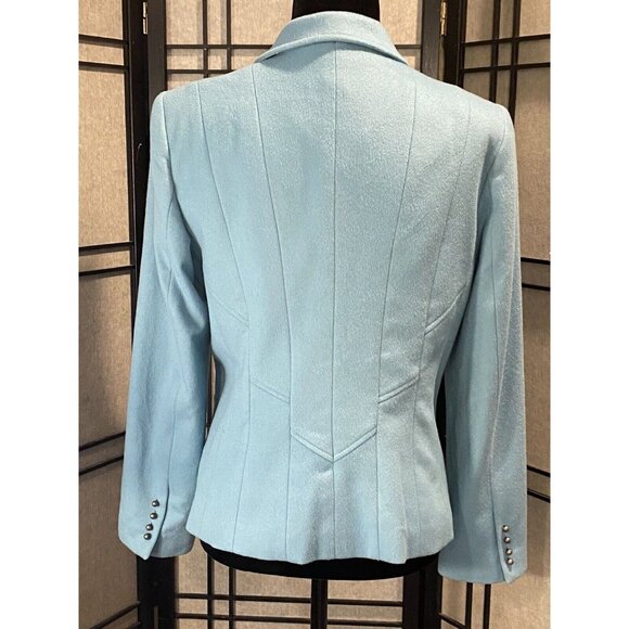 Vtg Elliott Lauren Wool Blend Tailored Blazer Sz 8 Ornate Buttons Seafoam Green - Picture 3 of 7